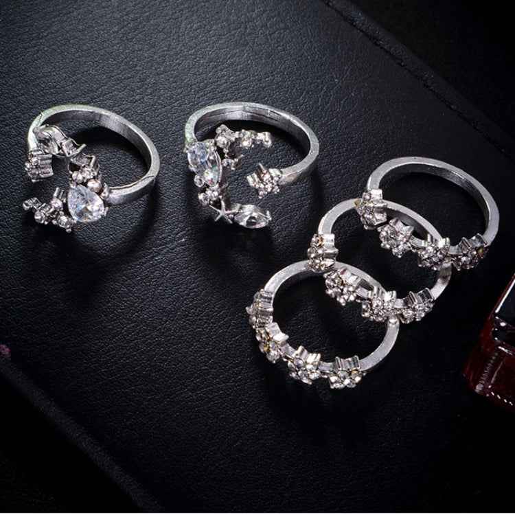 5 PCS/Set Vintage Women Star Moon Adjustable Ring Set