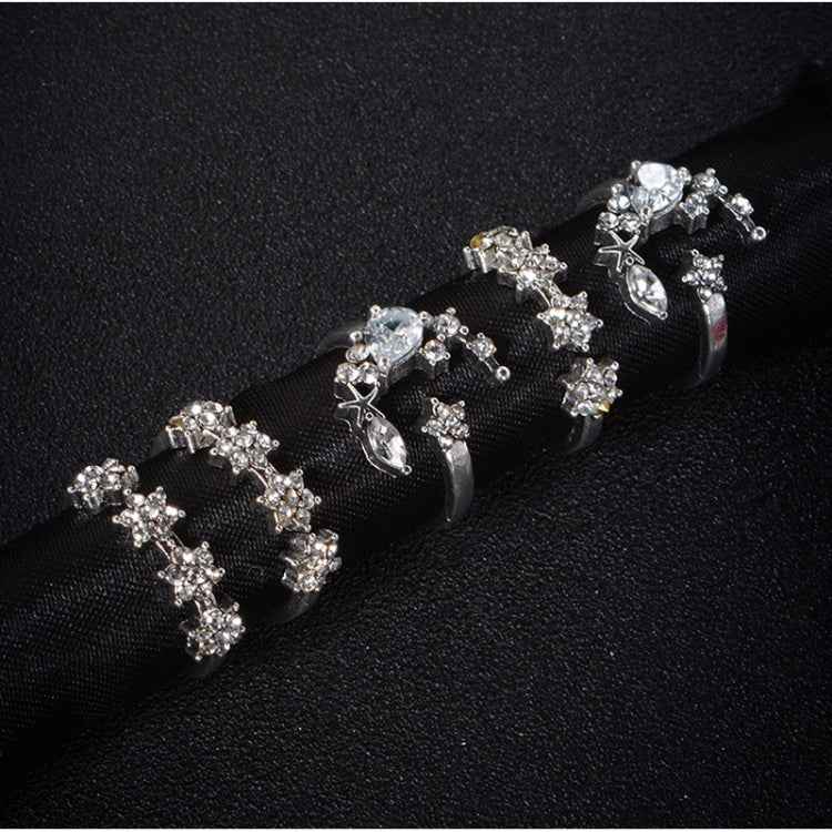 5 PCS/Set Vintage Women Star Moon Adjustable Ring Set
