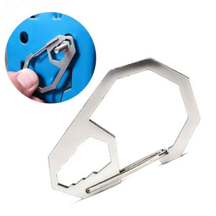 EDC Outdoor Camping Tool Outer Hex Spanner Carabiner Stainless Steel Climbing Buckle Multi-Function Keychain Hanging Buckle