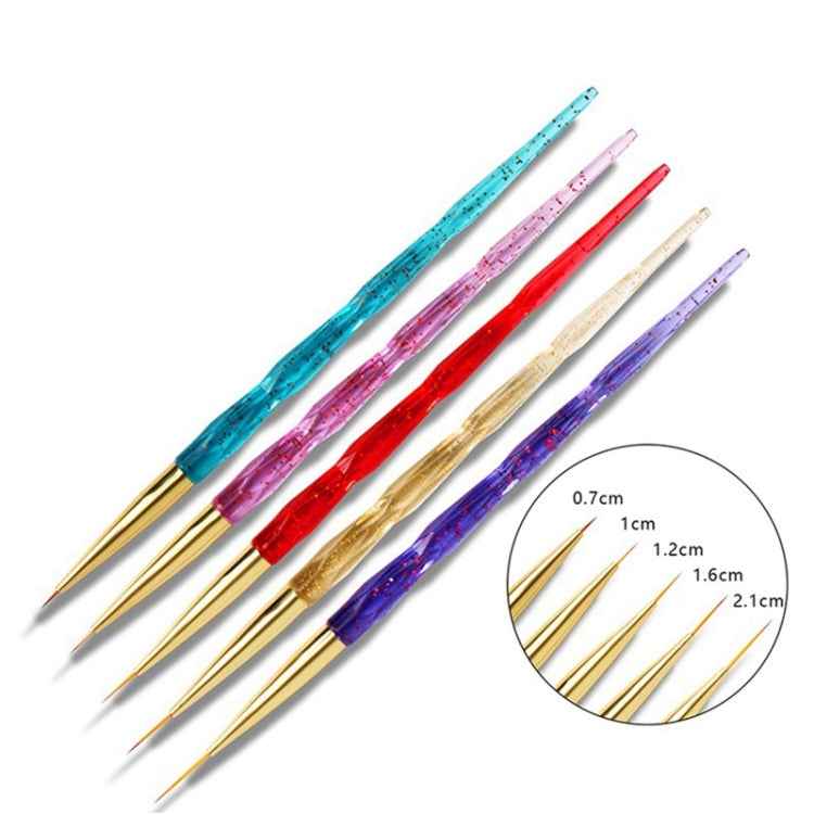 5 Piece/set Acrylic Phototherapy Nail Painting Flower Carved Crystal Pen Nail Pen