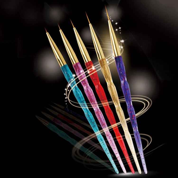 5 Piece/set Acrylic Phototherapy Nail Painting Flower Carved Crystal Pen Nail Pen