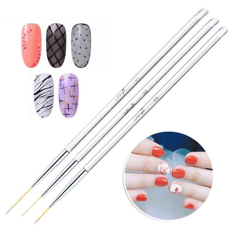 3pcs /Set Nail Double-Ended Color Brush Nail Art Drawing Pen Tool Set