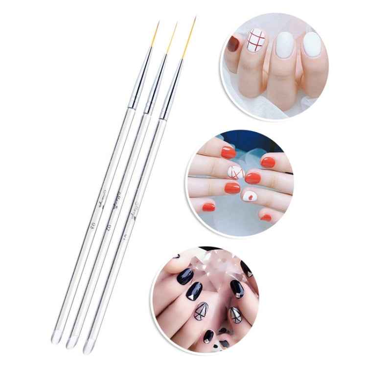 3pcs /Set Nail Double-Ended Color Brush Nail Art Drawing Pen Tool Set
