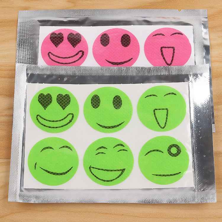 10pcs Mosquito Stickers DIY Mosquito Repellent Stickers Patches Cartoon Smiling Face Drive Repeller (Color Random Delivery)