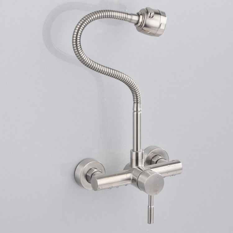 Stainless Steel Material Wall Mounted Kitchen Sink Mixer Faucet Free Rotation Hose Water Tap