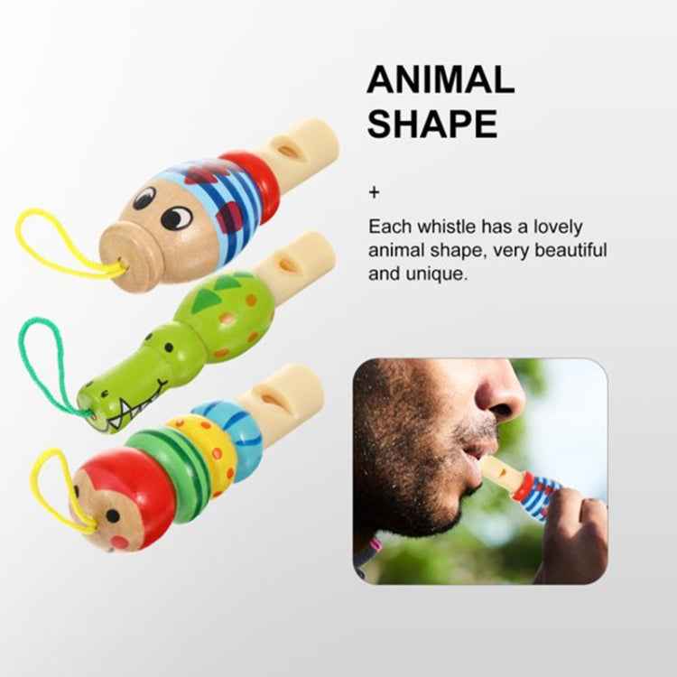 2 PCS Cute Cartoon Wooden Whistle Children Wind Instrument, Random Style Delivery