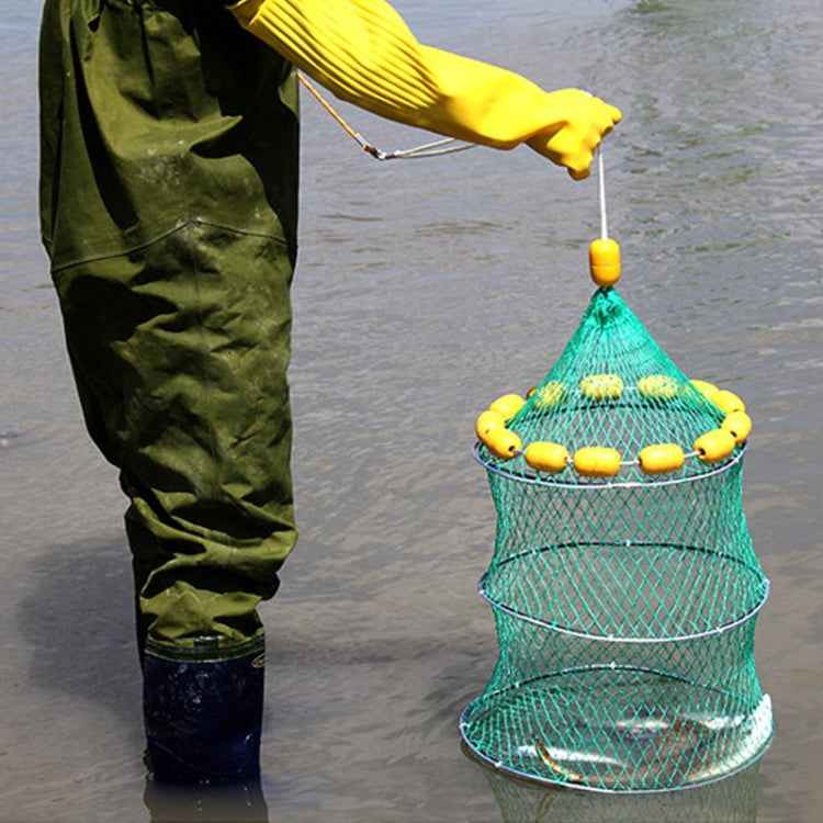 Outdoor Buoyancy Fishnet 3 Circle Fold Portable Fish Cage Multi-Float Sea Fishing Net