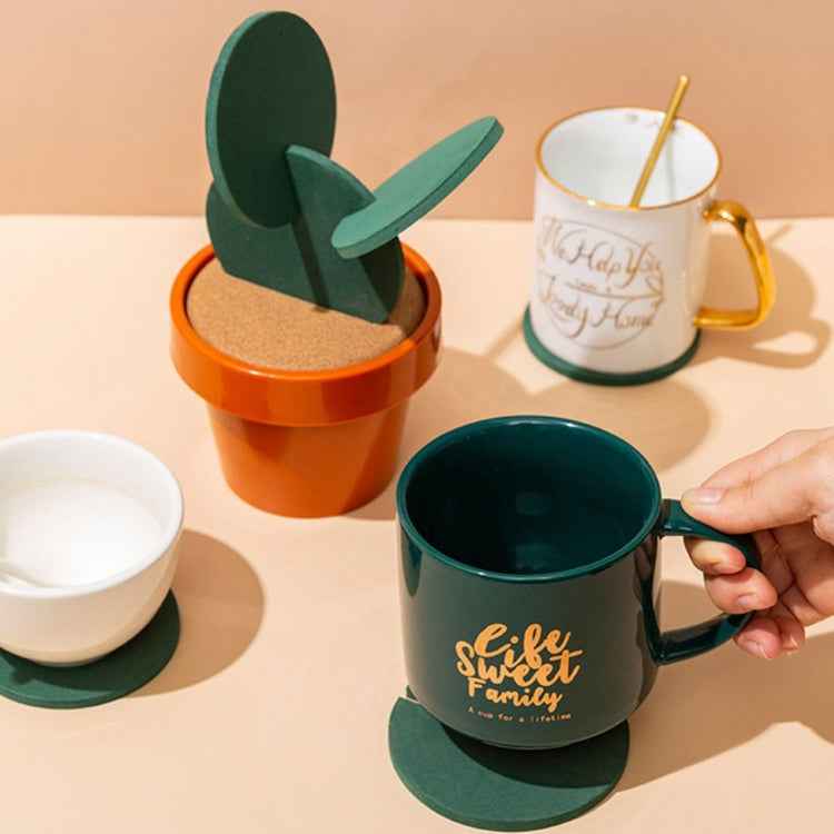 Novelty DIY Cactus Coaster Anti-skid Insulation Tea Pad Home Storage Desktop Multi-function Decoration