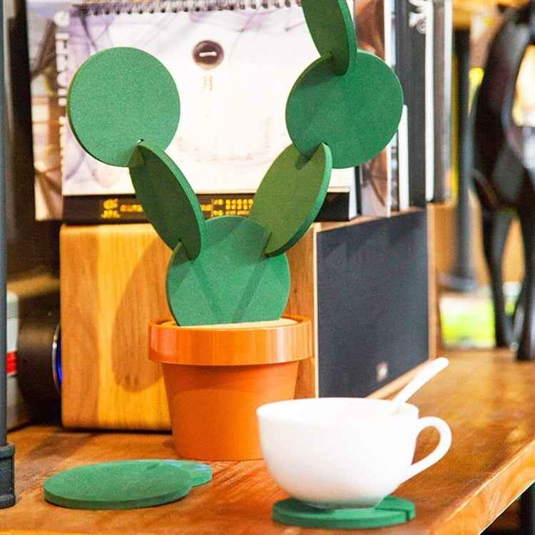 Novelty DIY Cactus Coaster Anti-skid Insulation Tea Pad Home Storage Desktop Multi-function Decoration