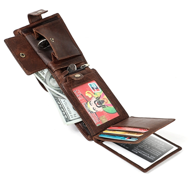 Crazy Horse Pattern Multi-bit Leather Card Bag Anti-magnetic RFID Men Wallet
