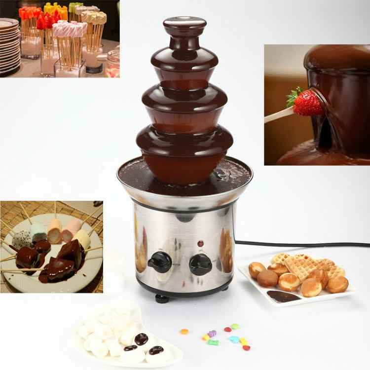 4 Layers Electrical Chocolate Fountain Chocolate Melt Fondue Waterfall Machine