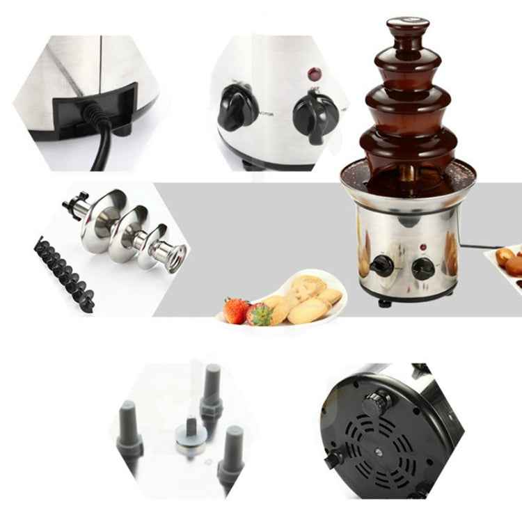 4 Layers Electrical Chocolate Fountain Chocolate Melt Fondue Waterfall Machine