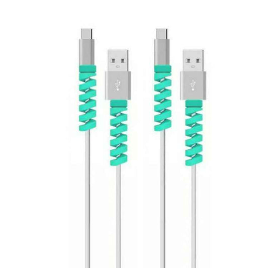 4pcs Spiral Style Silicone Data Cable Protective Cover Anti-wire Break Winder