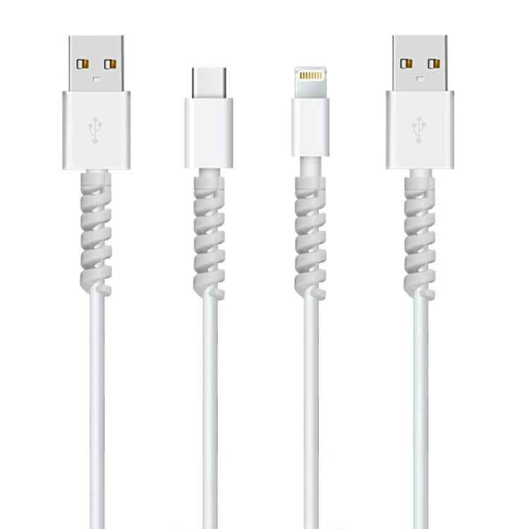 4pcs Spiral Style Silicone Data Cable Protective Cover Anti-wire Break Winder