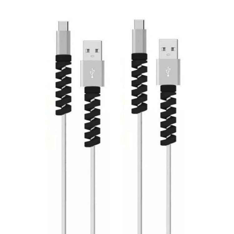 4pcs Spiral Style Silicone Data Cable Protective Cover Anti-wire Break Winder