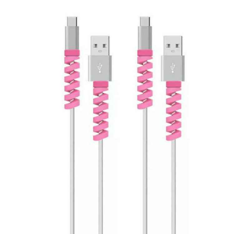 4pcs Spiral Style Silicone Data Cable Protective Cover Anti-wire Break Winder