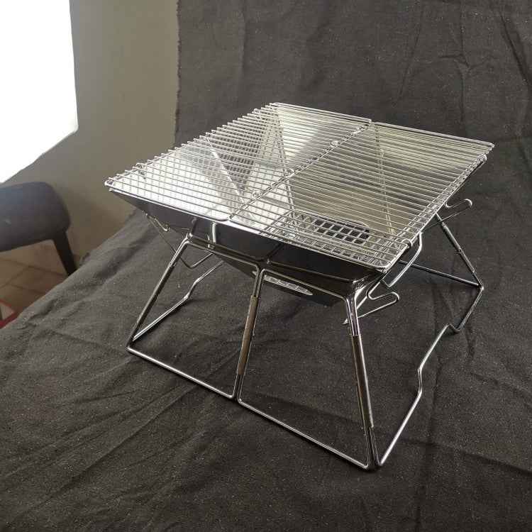 Liftable Barbecue Grill Camping Stainless Steel Folding Barbecue Grill Wood Charcoal Grill