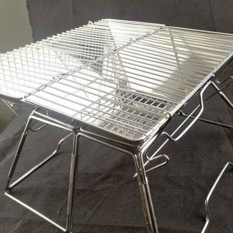 Liftable Barbecue Grill Camping Stainless Steel Folding Barbecue Grill Wood Charcoal Grill