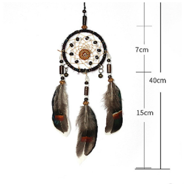 Retro Single Ring Feather Dream Catcher Hanging Window Decoration, MS0193