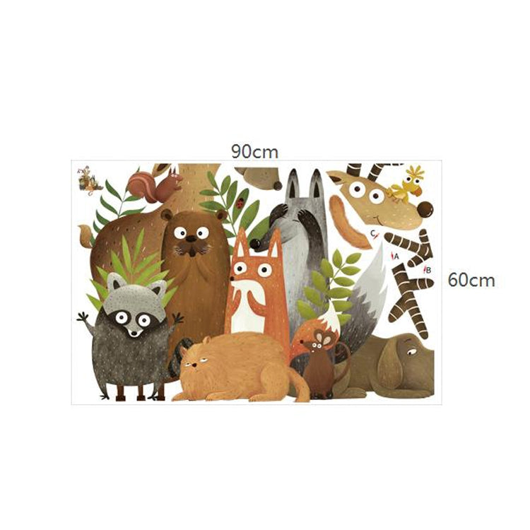 Creative Animal Cartoon Children Room Kindergarten Bedroom TV Baseboard Home Improvement Stickers Wall Decoration Stickers, Creative Animal