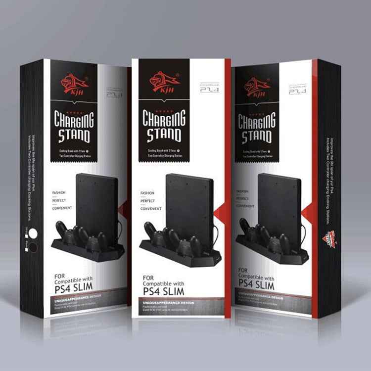 KJH PSLIM-03 Multi-function Host Bracket Cooling Fan Ultra-thin Machine Bracket Fan Charger for PS4 / SLIM Console