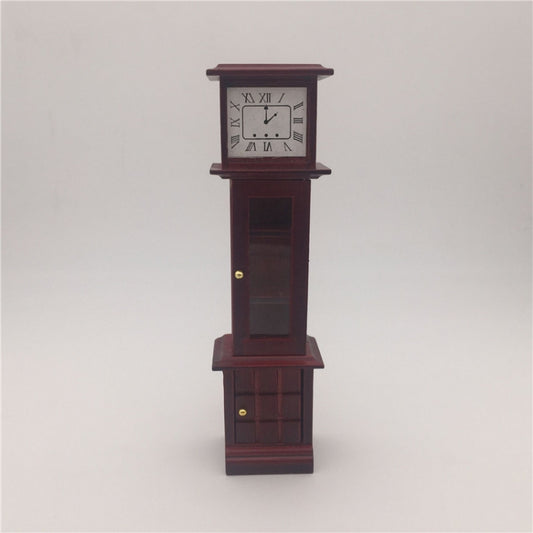 1:12 Mini House Toy Simulation Mahogany Vintage Clock