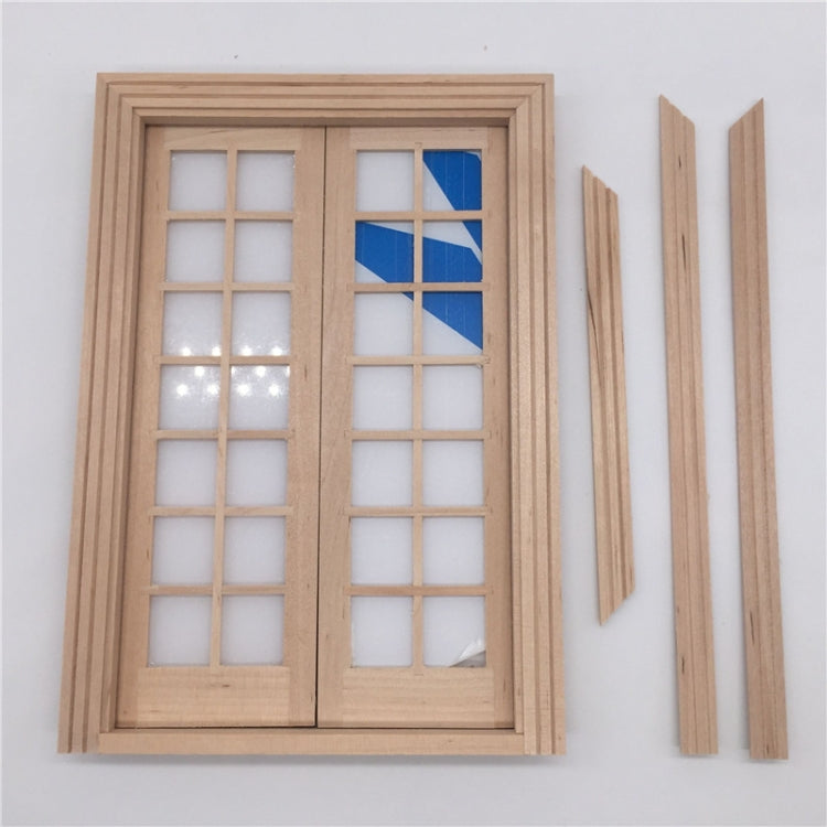 2 PCS 1:12 Dollhouse DIY Mini Door and Window Material Simple 28 Grids Double Ppen Door, 2 PCS 28 Grids Double Ppen Door