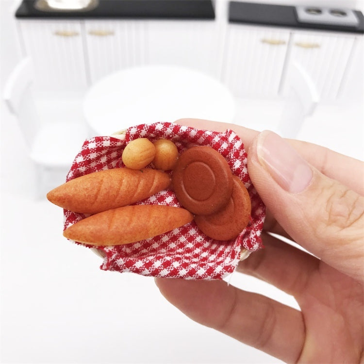 3 PCS 1:12 Mini Dollhouse Furniture Kitchen Supplies Micro-food Play Bread Box Basket, Bread Box Basket