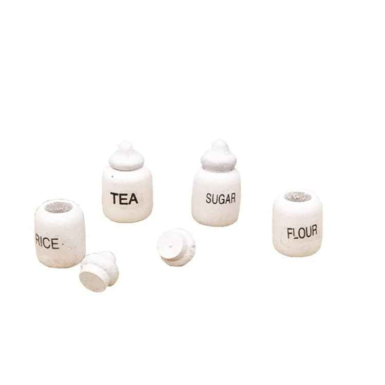 3 Sets 1:12 Mini Doll House Dollhouse Miniatures Furniture Food Play Tea Salt Jar 4 PCS / Set, 3 Sets Tea Salt Jar