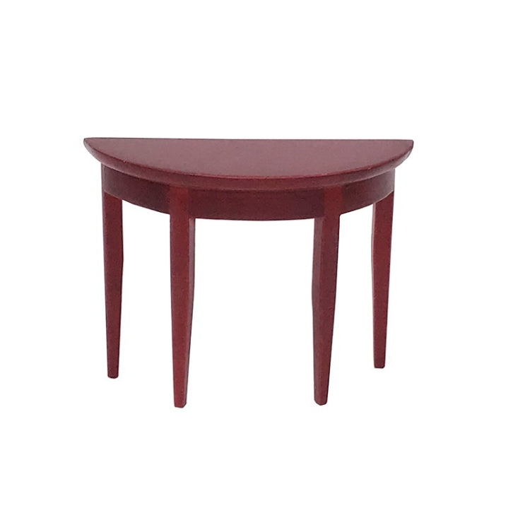 3 PCS 1:12 Mini Dollhouse Scene Decoration Mahogany Semi-circular Porch Table, 3 PCS Porch Table