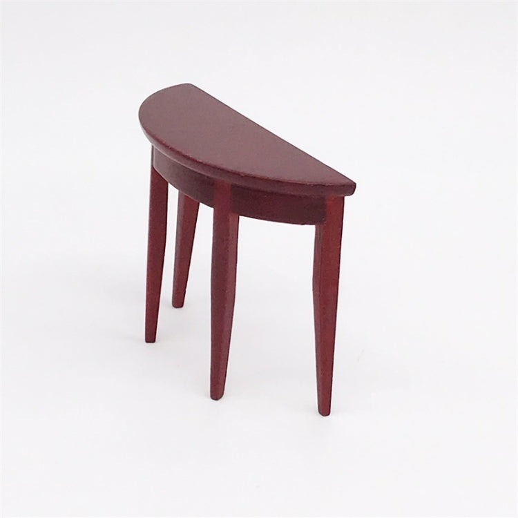 3 PCS 1:12 Mini Dollhouse Scene Decoration Mahogany Semi-circular Porch Table, 3 PCS Porch Table