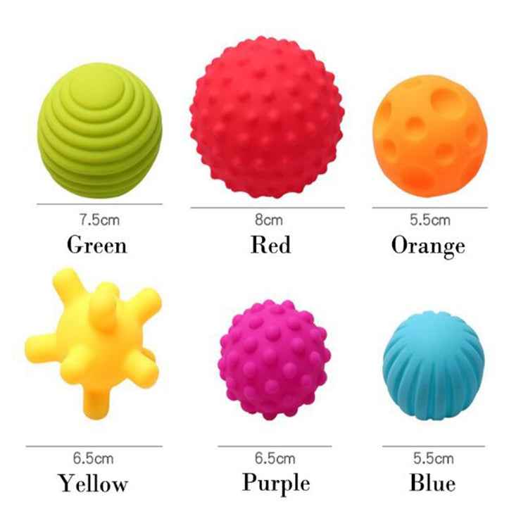 6 in 1 Baby Bath Soft Ball Rubber Educational Tub Toys, Bath Soft Ball