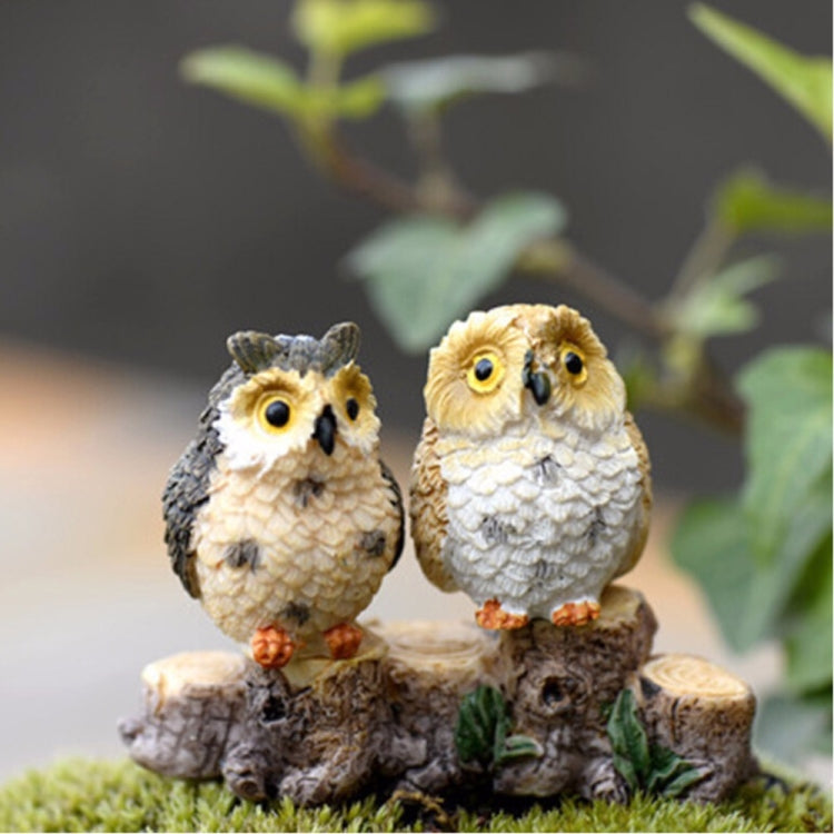 2 PCS Moss Micro Landscape Creative Resin Mini Owl Ornament,Random Color Delivery, Micro Landscape Owl