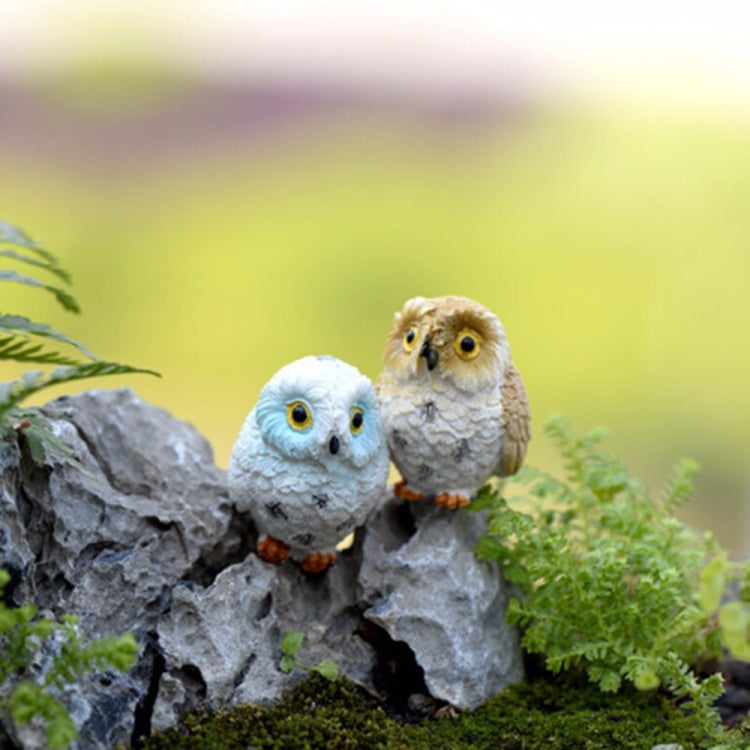 2 PCS Moss Micro Landscape Creative Resin Mini Owl Ornament,Random Color Delivery, Micro Landscape Owl