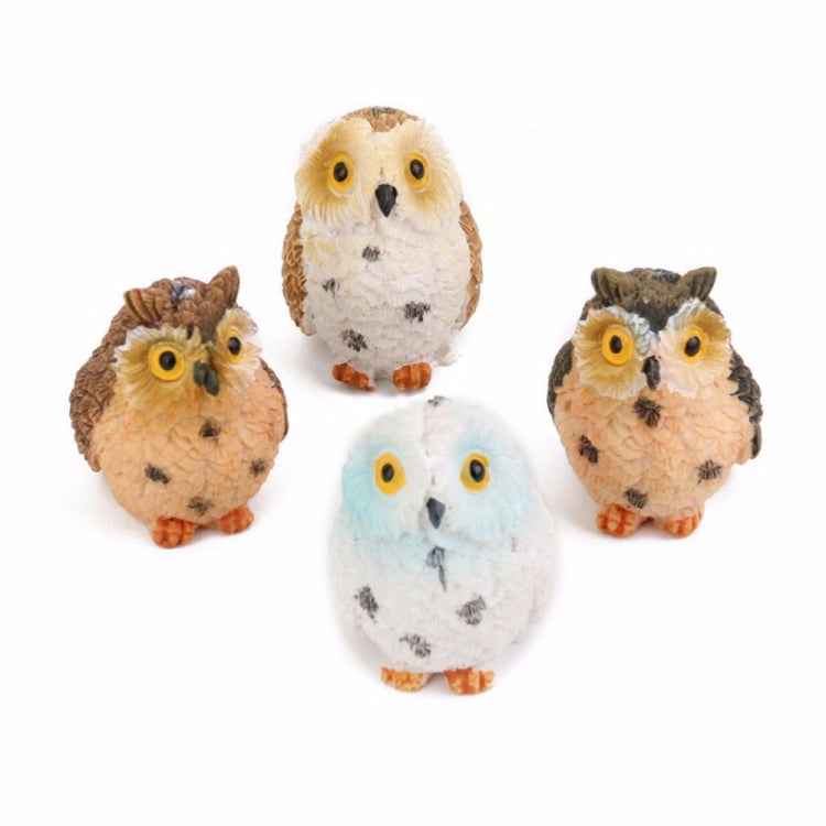 2 PCS Moss Micro Landscape Creative Resin Mini Owl Ornament,Random Color Delivery