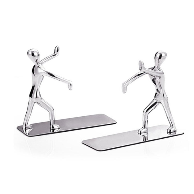 Pair Small Person Standing Decoration Creative Desk Bookshelf Metal Book Push Plate, Book Push Plate