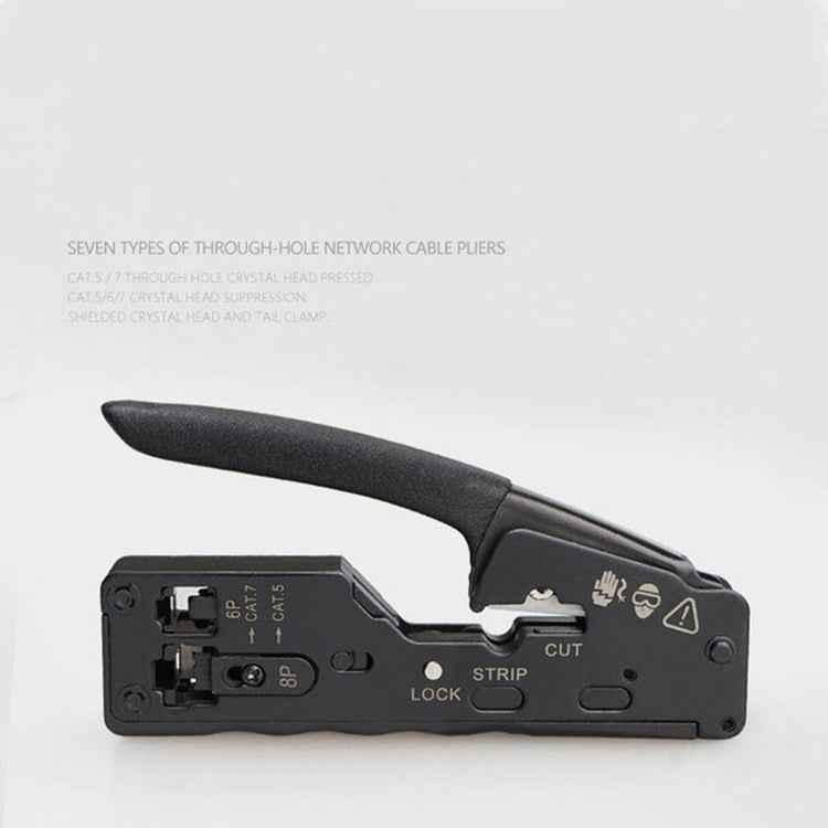 Multifunctional Seven-type Through-hole Crystal Head 6P8P Wire Stripping Network Tool Extrusion Crimping Wire Network Cable Pliers
