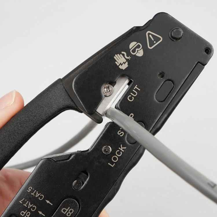 Multifunctional Seven-type Through-hole Crystal Head 6P8P Wire Stripping Network Tool Extrusion Crimping Wire Network Cable Pliers
