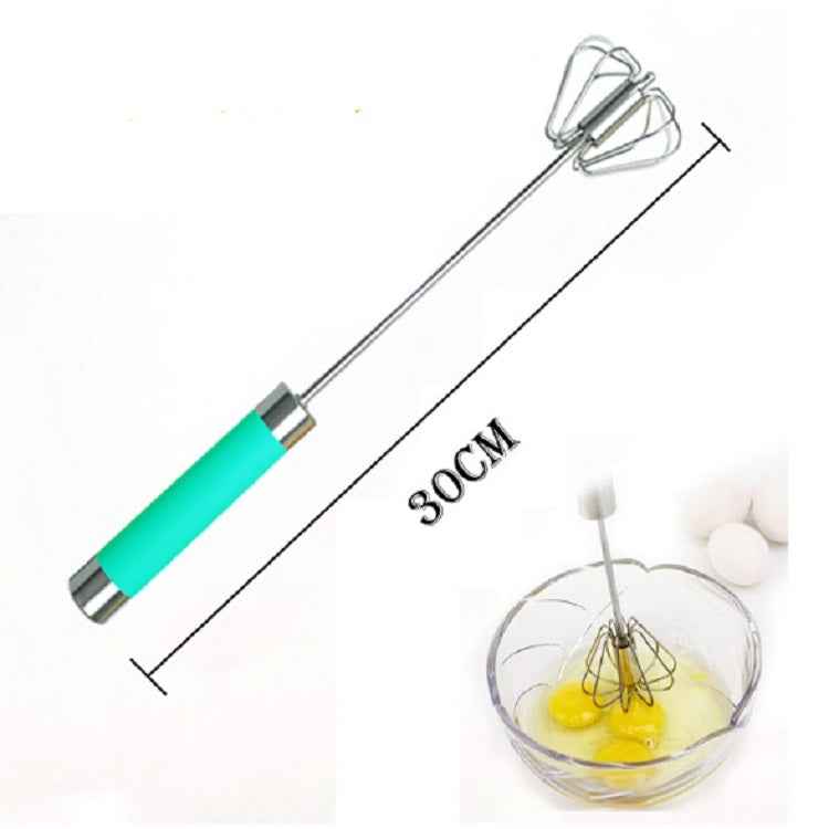 Stainless Steel Semi-automatic Stirring Press Rotary Egg Beater, 30cm, Random Color Delivery
