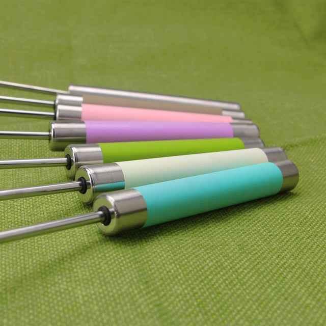 Stainless Steel Semi-automatic Stirring Press Rotary Egg Beater, 30cm, Random Color Delivery