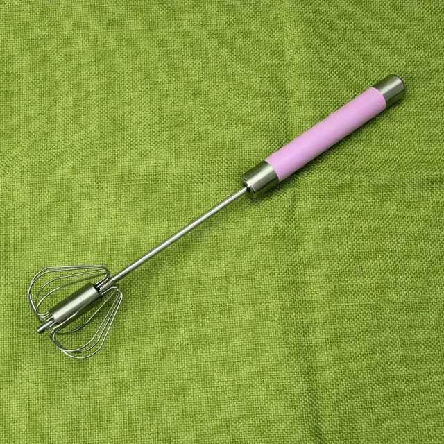 Stainless Steel Semi-automatic Stirring Press Rotary Egg Beater, 30cm, Random Color Delivery