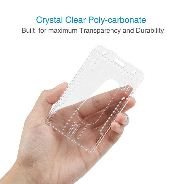 20 PCS Hard Plastic ID Badge Card Holder Integrated Injection Molded Transparent Double-sided Card Holder