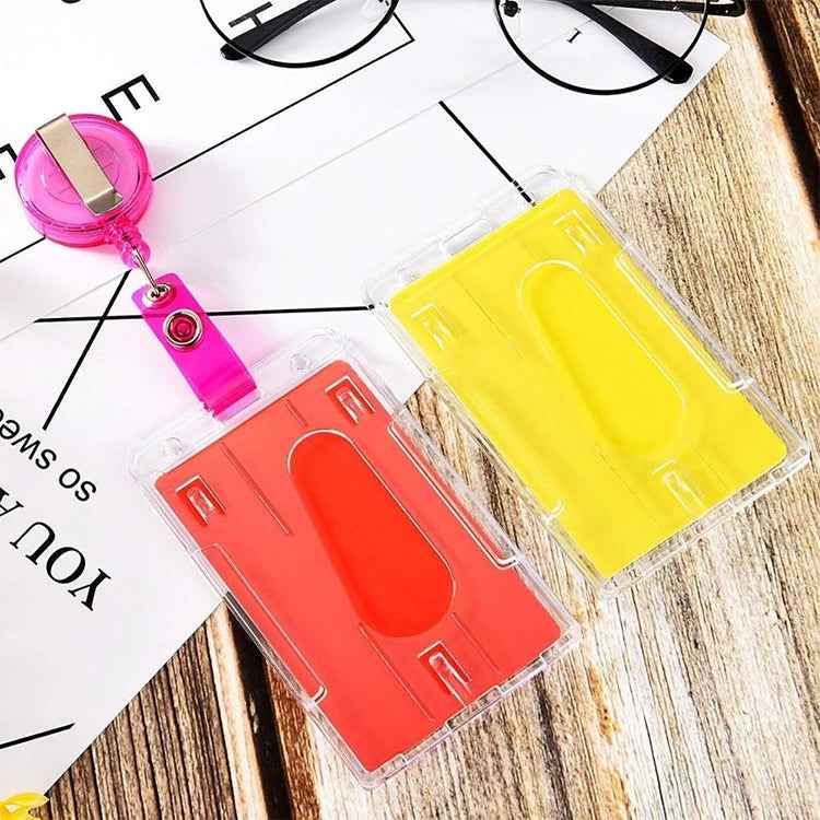 20 PCS Hard Plastic ID Badge Card Holder Integrated Injection Molded Transparent Double-sided Card Holder