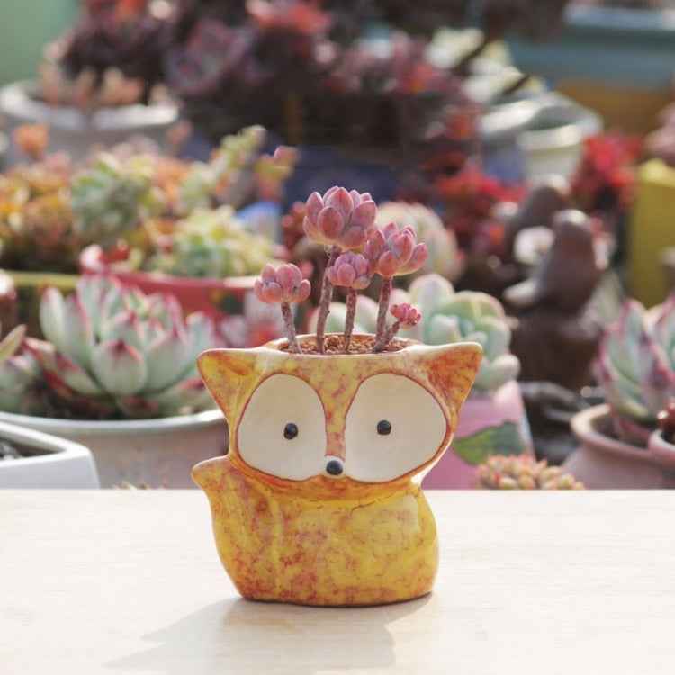 Ceramic Fleshy Flower Pot Succulent Thumb Pot Fox Flower Pot, Random Color Delivery (Without Plants)