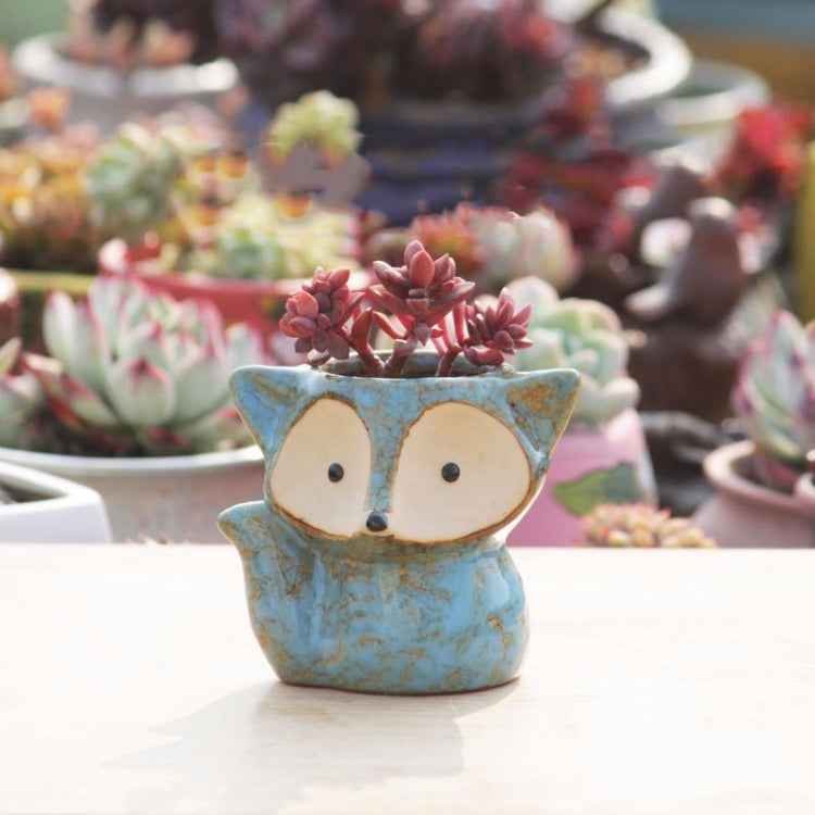 Ceramic Fleshy Flower Pot Succulent Thumb Pot Fox Flower Pot, Random Color Delivery (Without Plants)