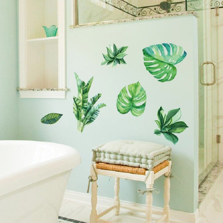 Summer Tropical Green Plant Leaves Living Room TV Wall Refrigerator Closet Decorative Wall Stickers