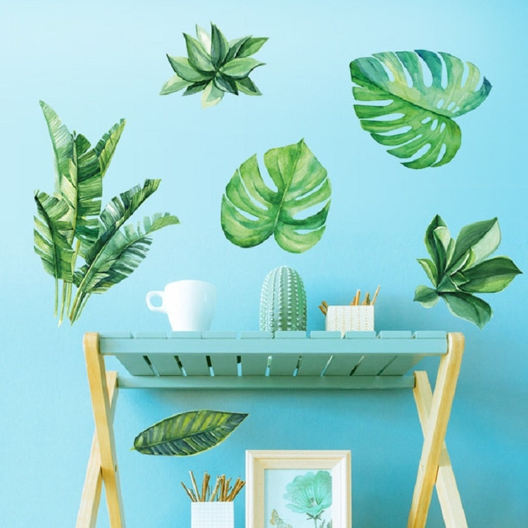 Summer Tropical Green Plant Leaves Living Room TV Wall Refrigerator Closet Decorative Wall Stickers