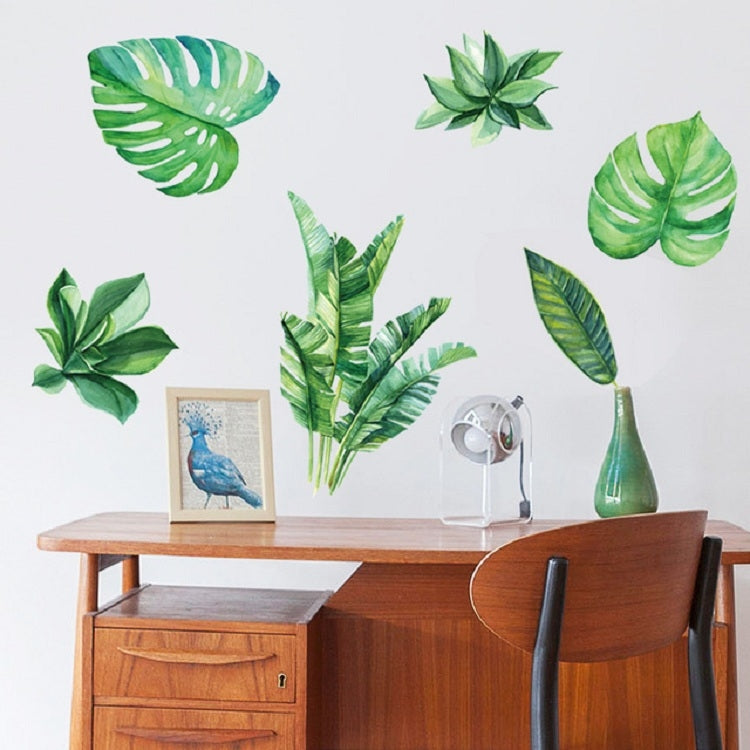 Summer Tropical Green Plant Leaves Living Room TV Wall Refrigerator Closet Decorative Wall Stickers