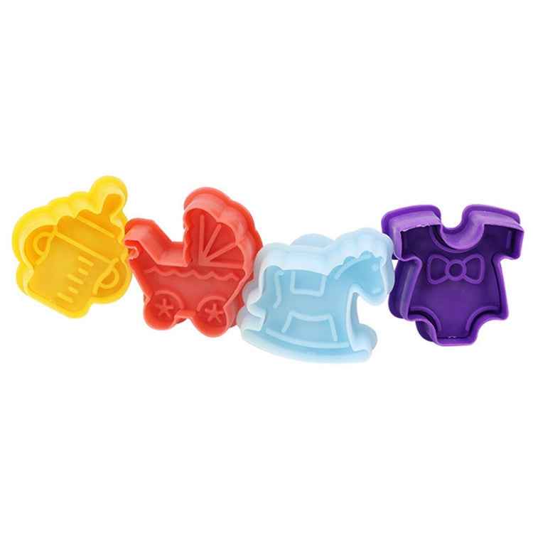 4 in 1 3D Baby Series Biscuit Mold Fondant Pressing Tools, Random Color Delivery