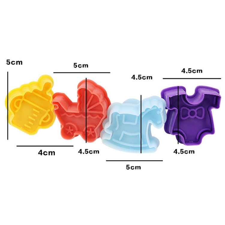4 in 1 3D Baby Series Biscuit Mold Fondant Pressing Tools, Random Color Delivery